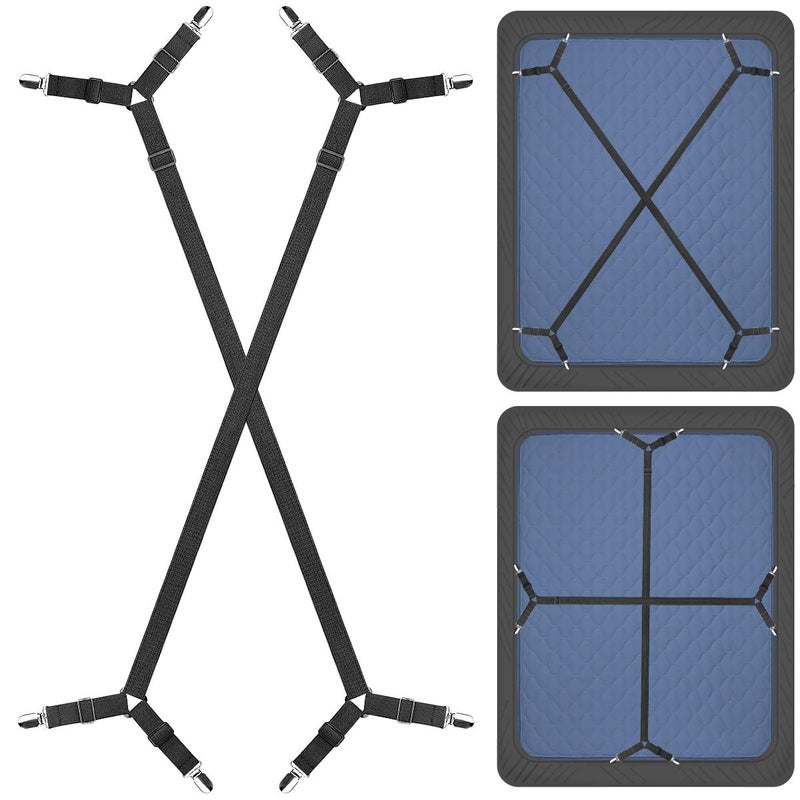 ZHOUBIN Sheet Suspenders Clips, Bed Sheet Straps Mattress Sheet Holders for Twin, Full, Queen, King - Keep Sheets in Place Corner Sheet Grippers Fasteners Sheet Stays - Image 1